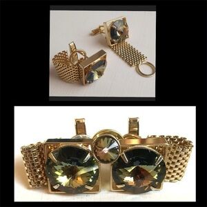 Men's Cufflinks Dante Rivoli Rhinestone Cufflinks & Tie-Pin Smokey Topaz